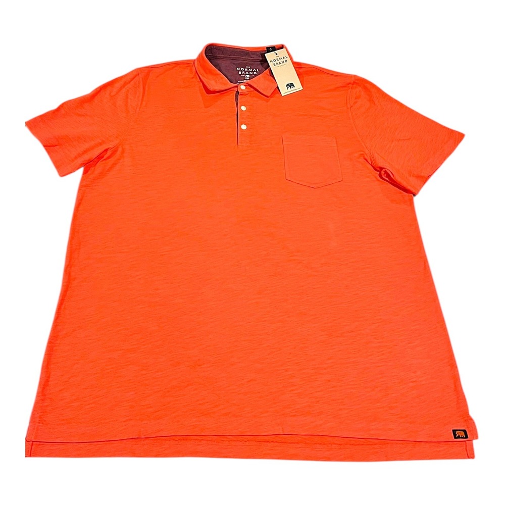The Normal Brand Vintage Slub Pocket Polo Shirt Men's XXL‎ Orange Cotton NWT
